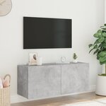 vidaXL Meuble TV mural avec lumières LED gris béton 100x35x41 cm