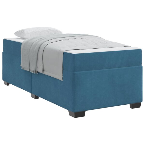 vidaXL Cadre de lit avec matelas Bleu foncé 90 x 190 cm tissu