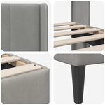 vidaXL Cadre de lit avec tête de lit Gris clair 90 x 200 cm Velours