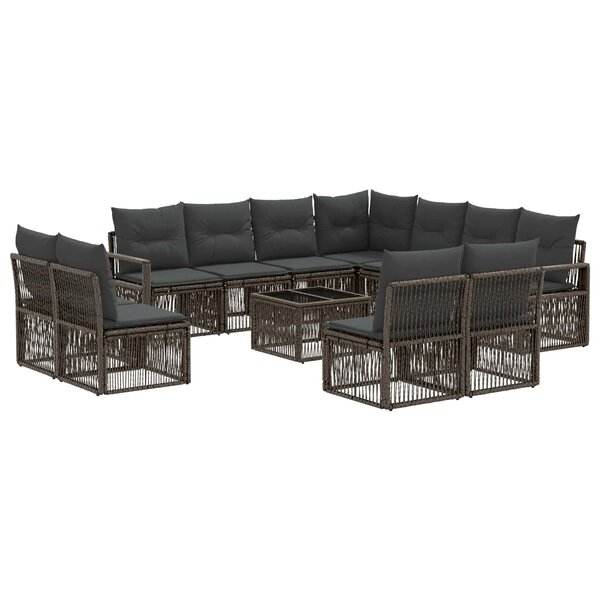 vidaXL Ensemble de canapé de jardin 12 Pièces Gris polyrotin