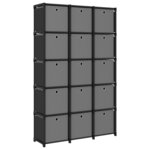 vidaXL Étagère à 15 cubes avec boîtes Noir 103x30x175 5 cm Tissu