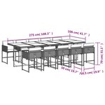 vidaXL Ensemble à manger de jardin 11 Pièces coussins noir résine tressée