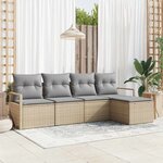 vidaXL Ensemble de canapé de jardin 5 Pièces Beige  Gris clair