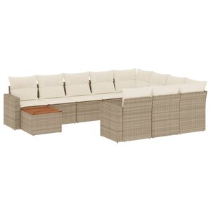 vidaXL Salon de jardin 11 Pièces avec coussins beige résine tressée