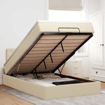 vidaXL Lit ottoman avec matelas et LED crème 120x190 cm tissu