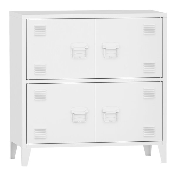 Armoire de bureau casier de bureau meuble de rangement pour salon bureau chambre atelier métallique à 4 portes acier 82 x 80 x 40 cm blanc 03_0006326