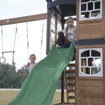 Aire de jeux - Toboggan vert et toboggan tubulaire - Noud