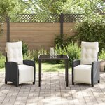vidaXL Ensemble de repas de jardin 3 pièces en poly rattan noir