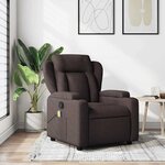 vidaXL Fauteuil de massage inclinable Marron foncé Tissu