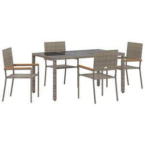 vidaXL Ensemble de salle à manger pour jardin 5 Pièces Gris polyrotin