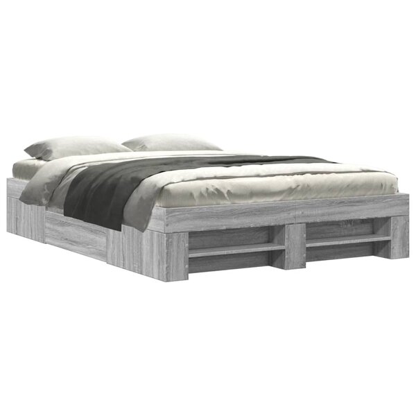 vidaXL Cadre de lit sonoma gris 140x190 cm bois d'ingénierie