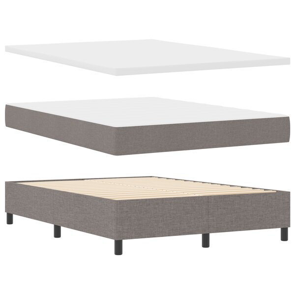 Lit Box Spring vidaXL avec Matelas & LED Taupe 140x190 cm en Tissu