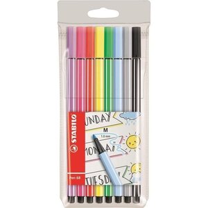 STABILO Pochette de 8 feutres Pen 68 - Encre a base d'eau - Coloris assortis (Lot de 3)