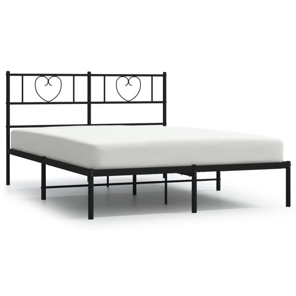 vidaXL Cadre de lit métal avec tête de lit noir 160x200 cm