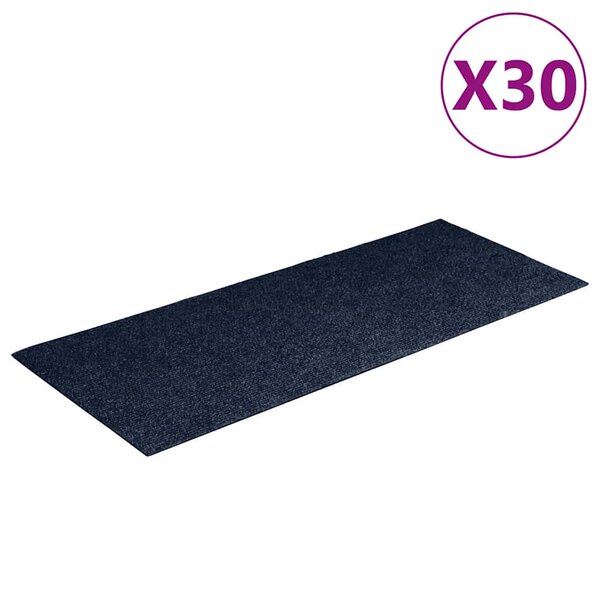 vidaXL Tapis d'escalier autocollants 30 pièces 60 x 25 cm Bleu marine Rectangulaire