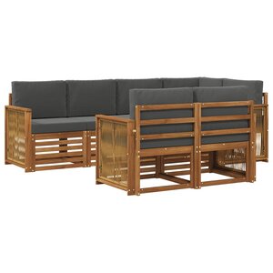 vidaXL Ensemble de canapés d'extérieur 6 pc Naturel et Anthracite