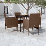 vidaXL Ensemble à manger de jardin coussins 5 Pièces Marron/noir
