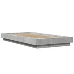 vidaXL Cadre de lit et lumières LED sans matelas gris béton 90x190 cm