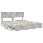 vidaXL Lit de Rangement Gris béton 200 x 200 cm Bois d'ingénierie