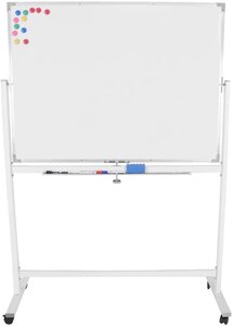 Tableau magnétique blanc à roulettes double face effaçable cadre en aluminium 110x75 cm incluant aimants marqueurs rigole panneau magnétique aimanté 01_0000303