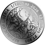 Pièce de monnaie en Platine 12 Dollars g 0.031 (1/1000 oz) Millésime 2026 STEAMPUNK BLACK BEAR 1/1000 (PRÉCOMMANDE)