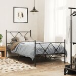 vidaXL Cadre de lit métal sans matelas avec pied de lit noir 90x190 cm