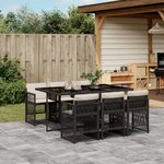 vidaXL Ensemble à manger de jardin coussins 7Pièces Noir Résine tressée