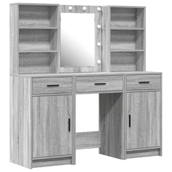 Ensemble de meuble de coiffeuse 3 pièces vidaXL - Bois d'ingénierie gris Sonoma