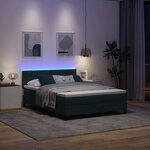 vidaXL Lit à ressort LED avec matelas Vert foncé 140 x 190 cm Velours