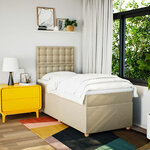 vidaXL Sommier à lattes de lit avec matelas Crème 100x200 cm Tissu
