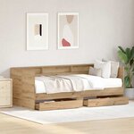 vidaXL Lit d'appoint Chêne artisanal 100 x 200 cm Bois d'ingénierie