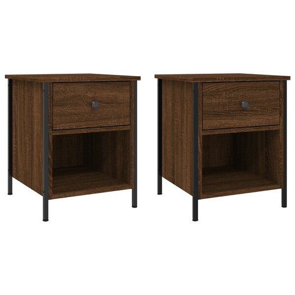 vidaXL Tables de chevet 2Pièces chêne marron 40x42x50cm bois d'ingénierie