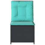 vidaXL Canapé de jardin avec coussin Noir et turquoise polyrotin