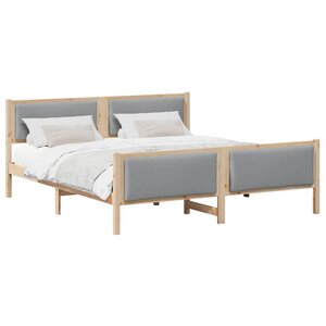 vidaXL Cadre de lit avec tête de lit Gris clair 200 x 200 cm tissu