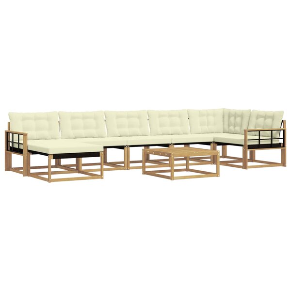 vidaXL Ensemble de canapés d'extérieur 8 pc Blanc et crème