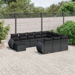 vidaXL Salon de jardin 11 Pièces avec coussins noir résine tressée