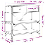 vidaXL Table console chêne fumé 75x34 5x75 cm bois d'ingénierie
