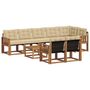 vidaXL Ensemble de canapés d'extérieur 9 Pièces Naturel et Beige