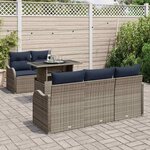 vidaXL Ensemble de canapé de jardin 6 Pièces Gris et marine polyrotin
