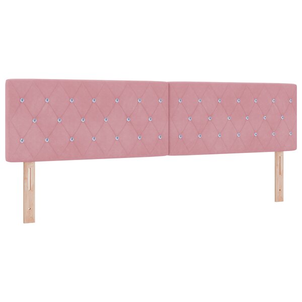 vidaXL Tête de Lit LED à Boutons en Cristal Rose 90 cm Velours