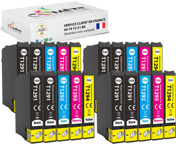 T1295 - 20 cartouches compatibles eEpson t1295 pomme (t1291 t1292 t1293 t1294)  - COMETE