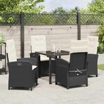 vidaXL Ensemble de salle à manger pour jardin 5 Pièces Noir polyrotin