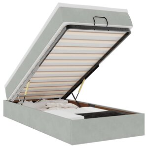 vidaXL Cadre de lit ottoman avec matelas gris clair 80x200 cm velours