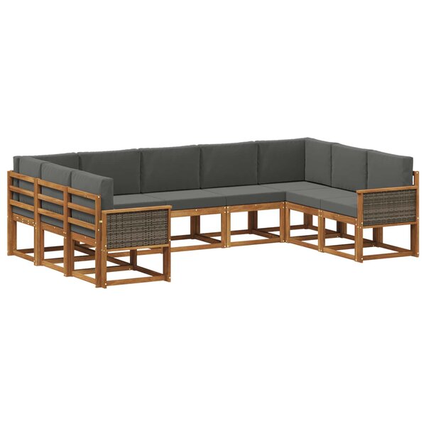 vidaXL Ensemble de canapés d'extérieur 9 Pièces Naturel et Anthracite