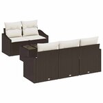vidaXL Ensemble de canapé de jardin avec coussin 6 Pièces Marron et Crème