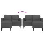vidaXL Canapé 2 places avec méridienne en L Gris foncé 125 cm Lin