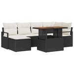vidaXL Ensemble de canapé de jardin 7 Pièces Noir Poly rotin