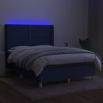 vidaXL Sommier à lattes de lit matelas et LED Bleu 140x190 cm Tissu