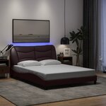 vidaXL Cadre de lit avec lumières LED marron foncé 120x200 cm tissu