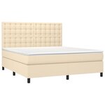 vidaXL Sommier à lattes de lit et matelas et LED Crème 160x200cm Tissu